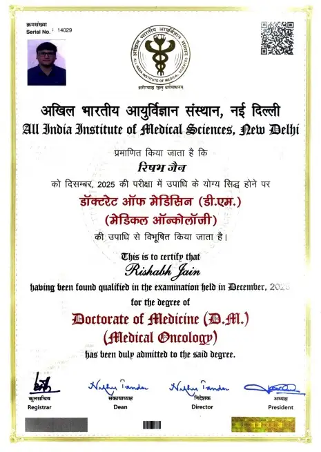 Dr. Rishabh Jain DM Degree AIIMS New Delhi